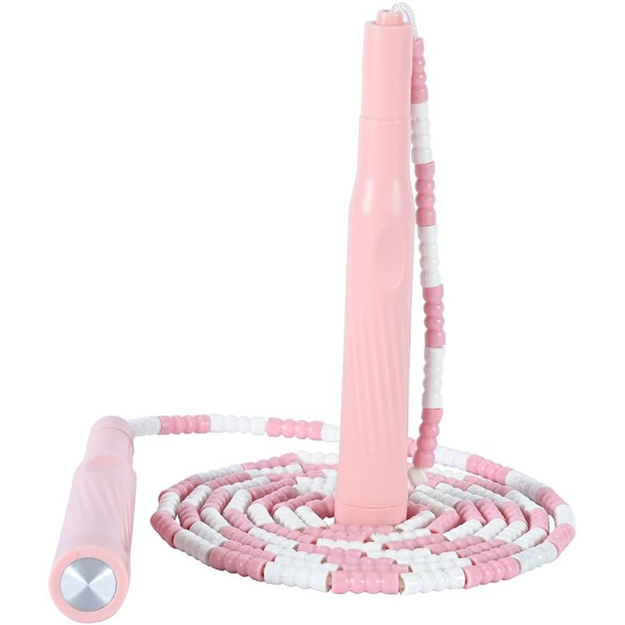 Скакалка Alomejor з м'яких намистин, регульована довжина, для дітей та дорослих, рожева, фітнес
