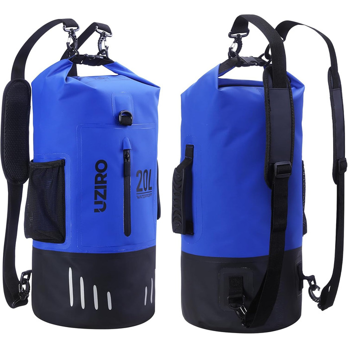 Водонепроникний рюкзак UZIRO 20L, Dry Bag, для активного відпочинку (Блакитний)
