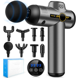 Масажер для м'язів NXPZ: професійний масаж глибоких м'язів, 99 швидкостей, 8 насадок, LCD дисплей, тихий електричний масажер для зняття болю та жорсткості м'язів