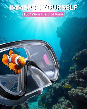 Набір для снорклінгу G2RISE для дорослих: маска та трубка, чорно-рожевий