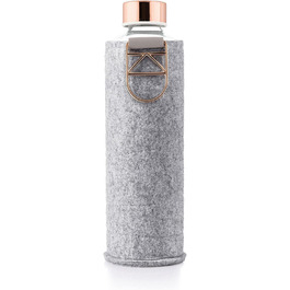 Скляна пляшка EQUA з фетровим чохлом Rose Gold 750 мл – дизайнерська пляшка для води зі скляним корпусом і захисним чохлом, для спорту та подорожей