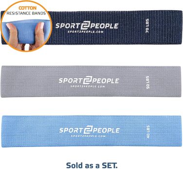 Гумові еспандери sport2people Loop Resistance Bands (3 рівні навантаження) для фітнесу, тренувань ніг, спини та підтягувань (Синій набір)