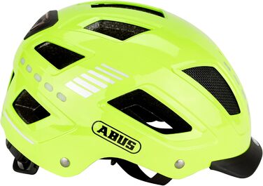Велошолом ABUS Hyban 2.0 LED з переднім і заднім світлом, жовтий, XL (58-63 см), міцний корпус, для чоловіків і жінок
