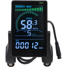Велокомп'ютер BuyWeek M6C для електровелосипеда, LCD-дисплей, 24V/36V/48V/60V, 6-контактний водонепроникний кабель, підключення фари