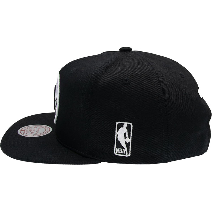 Кепка Mitchell & Ness NBA Flat Visor Snapback з регулюванням, унісекс, чорна, Brooklyn Nets, 3D-логотип