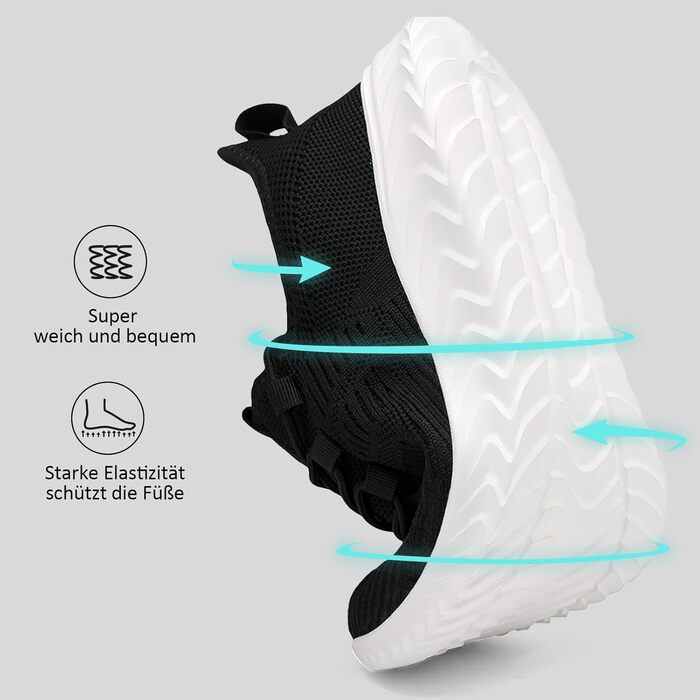 Жіноче взуття: кросівки, кеди, спортивне взуття, бігові кросівки, фітнес-взуття, тенісні кросівки, туристичне взуття, повсякденне взуття, біле (37 EU, I Чорний)