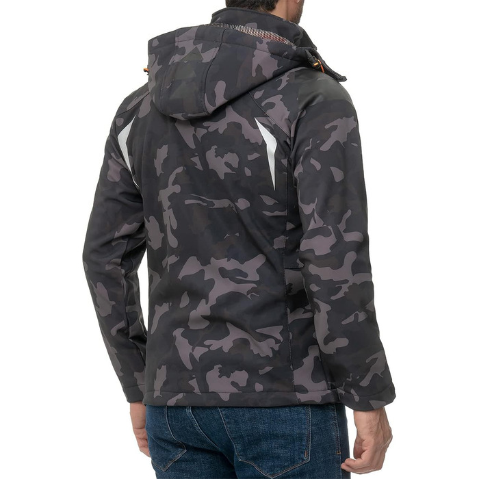 Чоловіча куртка Geographica Norway Softshell, чорно-помаранчевий камуфляж, для активного відпочинку та походів