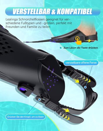 Ласти для плавання Schnorchelflossen L-XL (Темно-лілові) - регульовані, дорослі/дитячі, унісекс, з сітчастим чохлом