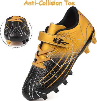 Дитячі футбольні бутси з шипами, професійні, чорно-золоті (35 EU)