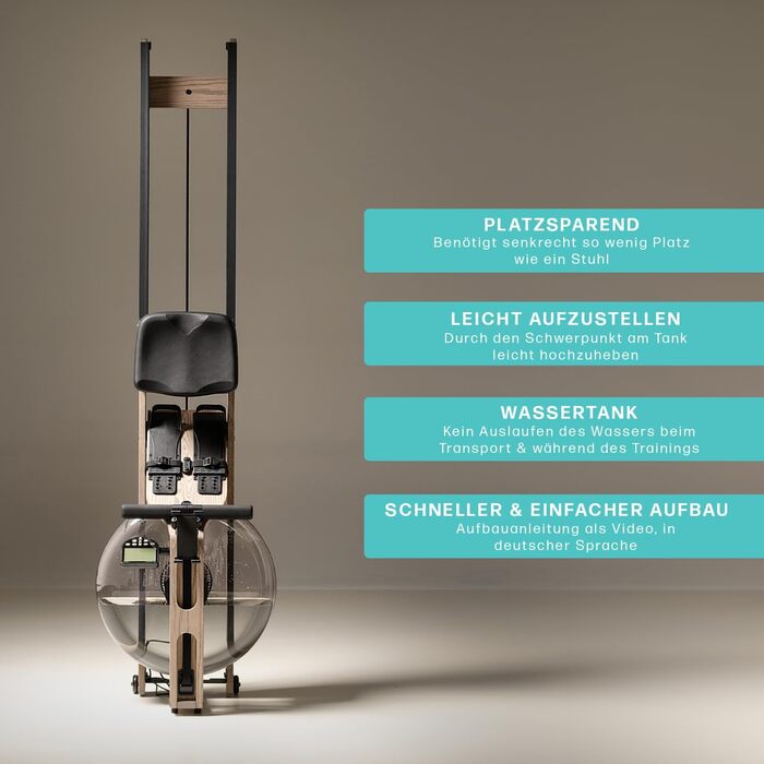 Водяний тренажер WaterRower Driftwood з масиву дерева | LightRing та Bluetooth-монітор | Кріплення для планшета та WaterRower Connect App