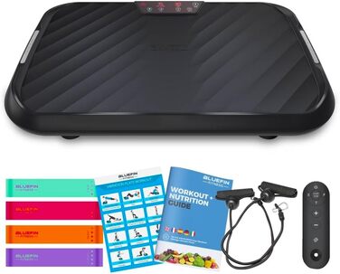 Платформа вібраційна Bluefin Fitness C Ultra Lite для тренувань вдома, м'язової стимуляції та повного тренування тіла, з компактним дизайном і еспандерами, тихий мотор