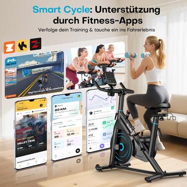 Hometrainer Neu SLUNSE 2025: велотренажер з магнітним опором, LCD-дисплеєм, підтримкою додатків та вагою до 180 кг (зелений/синій)
