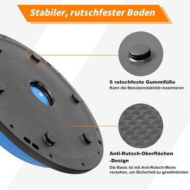 М'яч для йоги та балансу Ativafit 60x18 см, до 300 кг, з помпою та експандером. Синій