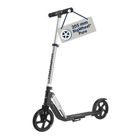 HUDORA BigWheel Pure Scooter: сталевий самокат з регулюванням висоти та складанням, до 100 кг, для підлітків та дорослих (чорний)