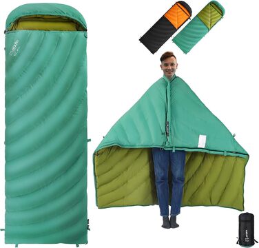 Спальний мішок ATEPA Ultraleicht Daunenschlafsack: Легкий, компактний, водонепроникний, для кемпінгу, трекінгу та рюкзакових подорожей. Комфортна температура 12°C, межа допустимої 7°C. ThermPlus Max.