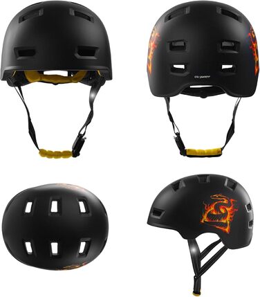 Велошолом Crazy Safety Rampage Orange Schlange для велосипедистів, скейтерів та ролерів, розмір M (54-57 см), регульований, для чоловіків, жінок і дітей, помаранчевий зміїний дизайн