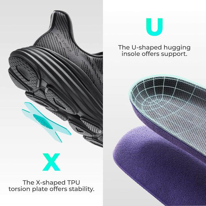 Чоловічі кросівки для бігу та ходьби ALLSWIFT, чорного кольору, 42 EU