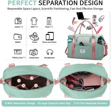 Спортивна сумка Daen: водонепроникна дорожня сумка-мішок для фітнесу та подорожей (синій, зелено-рожевий, M)