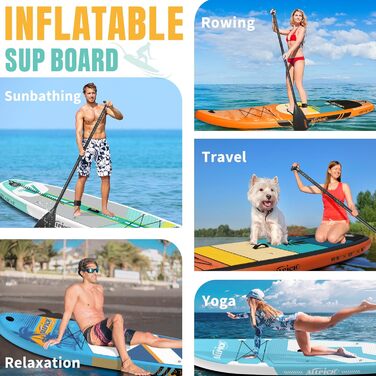 Надувний SUP-борд ALLPICK Premium Set: Комплектація для веслування, камера, аксесуари, регульоване весло (200 кг, свіжий м'ятний)