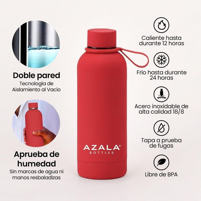 Термос Azala 2 л + 500 мл для спорту, чорний/червоний