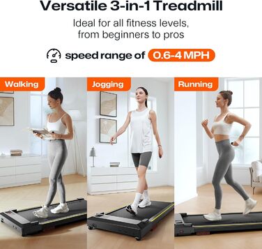 Компактна бігова доріжка Smart Walking Pad для дому та офісу під стіл, з подвійною амортизацією, тихим ходом, підтримкою Workout-додатку та режимом HIIT