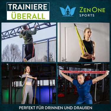 Набір еластичних стрічок для фітнесу ZenOne Sports® - 5 рівнів опору | Стрічки для силових тренувань вдома та в подорожах | Гумові стрічки для спорту