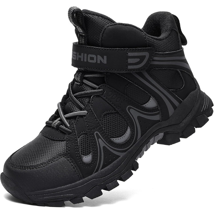 Дитячі зимові черевики ASHION для хлопчиків та дівчаток, утеплені, трекінгові, чорні, 39 EU