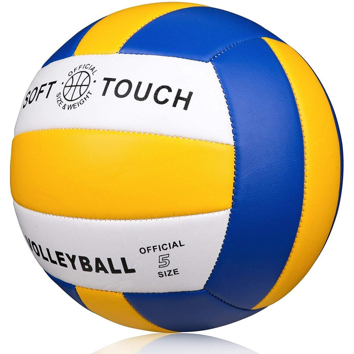 Волейбольні м'ячі Wuzfully Soft Touch для залу та пляжу, розмір 5 (синьо-жовто-білі)