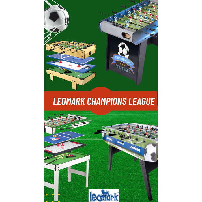Leomark Стіл для настільного футболу Classic, ігровий кікер для дітей та дорослих, з аксесуарами, 122x61x79 см, для дому та вечірок