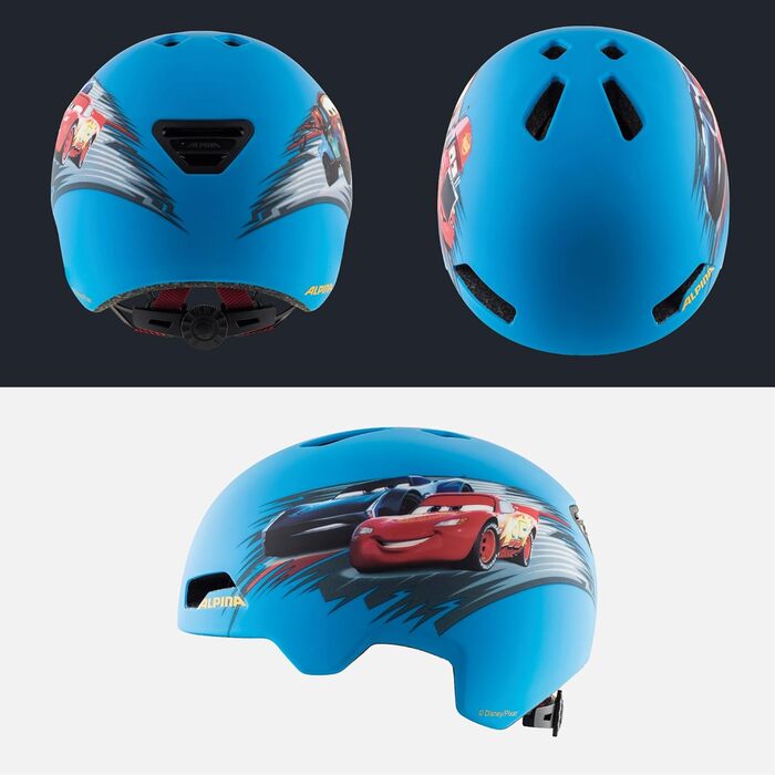 Дитячий велошолом ALPINA Hackney: легкий, міцний, з вентиляцією, LED (синій, M (51-56 см))