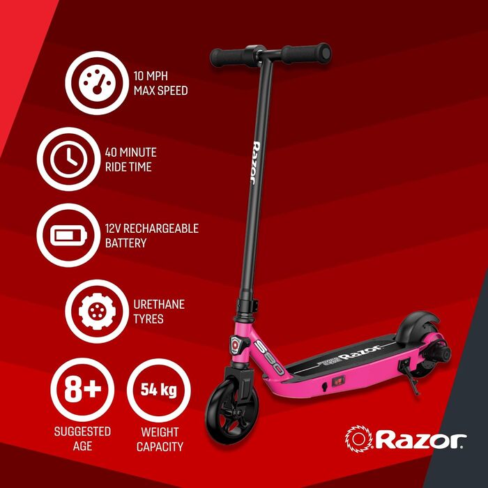 Електросамокат Razor Power Core S80 для дітей від 8 років, потужний мотор, швидкість до 16 км/год, сталевий корпус