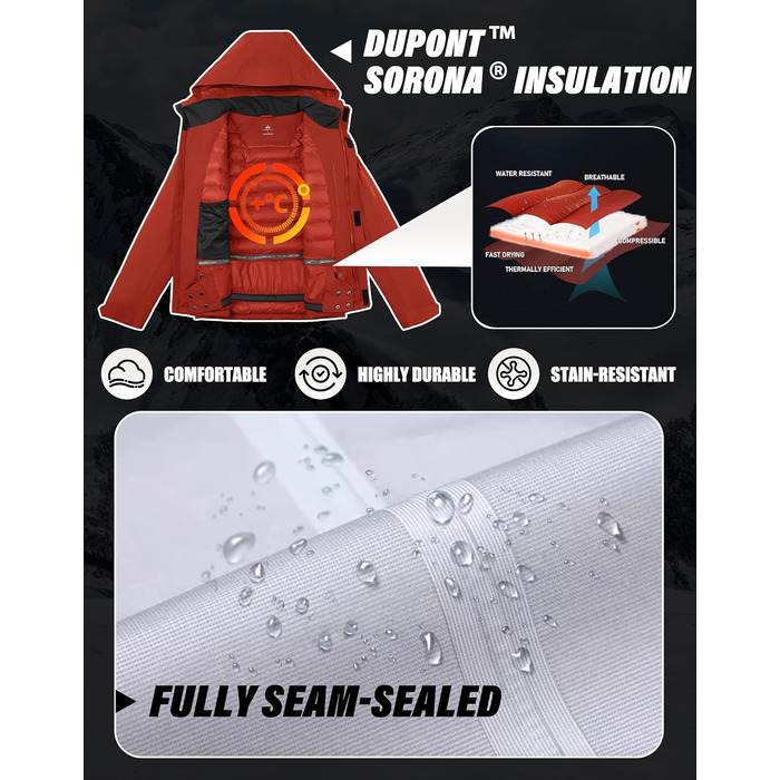 Чоловіча лижна куртка водонепроникна тепла дихаюча для сноуборду та зими з капюшоном Outdoor