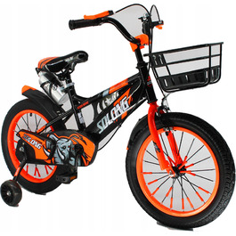 Дитячий велосипед 16 дюймів з кошиком та додатковими колесами, помаранчевий