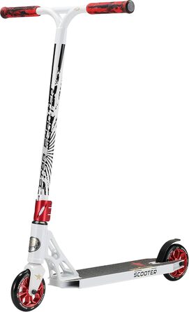 Трюковий самокат STAR SCOOTER Pro Sport 120 мм для дітей від 7 років та дорослих, алюмінієвий, біло-червоний