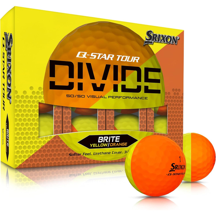 Гольф-м'ячі Srixon Q-Star Divide, 12 шт, тур якість, FastLayer-ядро, висока компресія, ідеальні для короткої гри