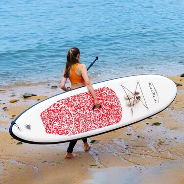 Надувний SUP Paddleboard FunWater для дорослих. Комплект: весло, насос, рюкзак, лінія. Зелено-білий (10' структура мармуру рожева)