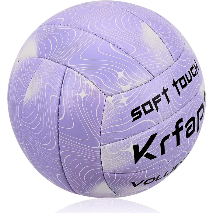 Волейбольний м'яч Krfapt 5 розміру, офіційний, Soft Touch – для тренувань та гри на вулиці/в приміщенні, водонепроникний, з дизайном Ripples (Blue/Purple/Pink)