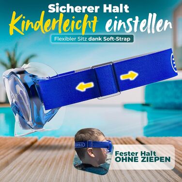 Набір для снорклінгу KIDVERSE для дітей 5-16 років: маска та трубка для плавання, блакитна.