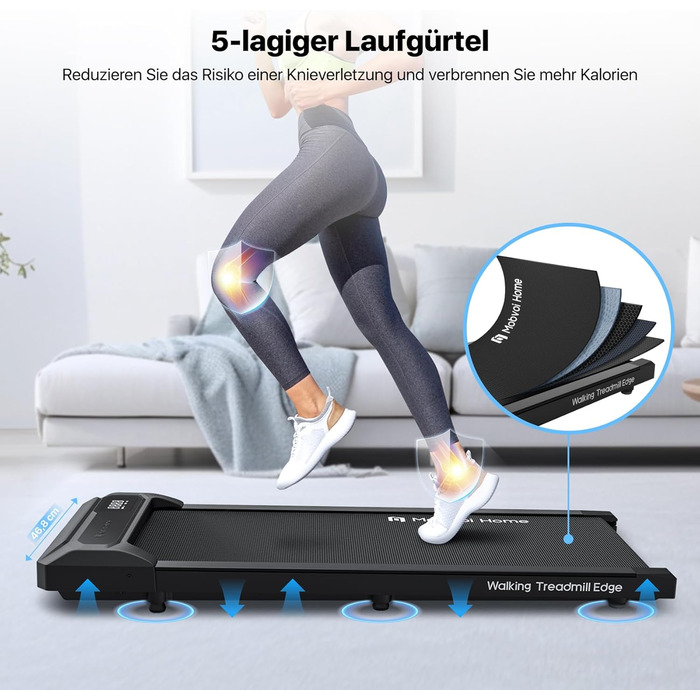 Компактна бігова доріжка Mobvoi Home Walking Pad з дистанційним керуванням, LED-дисплеєм, для дому та офісу, швидкість до 6 км/год, вантажопідйомність 120 кг