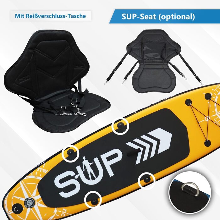 Надувний SUP Board 24MOVE® з аксесуарами: для йоги, серфінгу, дітей та дорослих, 366x80см, помаранчевий