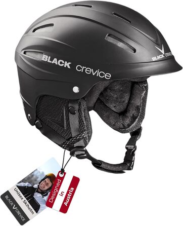 Шолом для сноуборду BLACK CREVICE Ichgl: дихаючий, регульований, для чоловіків та жінок. Розміри: L (59-60 см), чорний та білий.