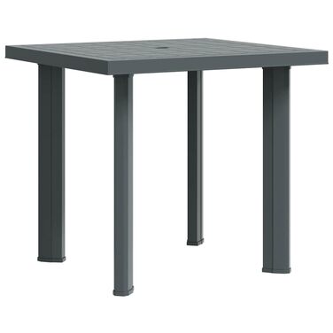 Садовий стіл vidaXL 101x68x72 см, пластик, зелений, з отвором для парасольки, для балкона та саду