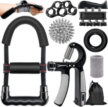 Тренування кисті рук Homkuo: набір для зміцнення м'язів, кисті та зап'ястя з масажним м'ячем. Ідеально для альпінізму, зняття стресу та реабілітації.