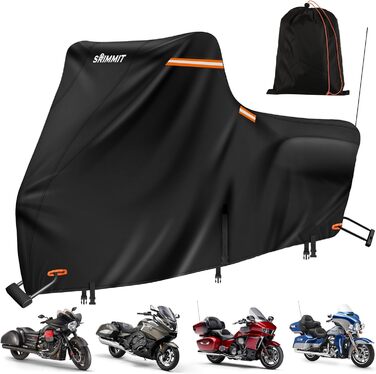 Водонепроникний чохол для мотоцикла Motorrad Plane, 420D, зимовий, для туристичних моделей, захист від UV, дощу та пилу, Deluxe Edition (Side Box 274x111x142CM, чорний)