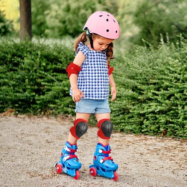 Набір захисту для катання на роликах та скейтборді Choneret 6er: наколінники, налокітники, рукавички. Розмір S, S (червоний, зелений)