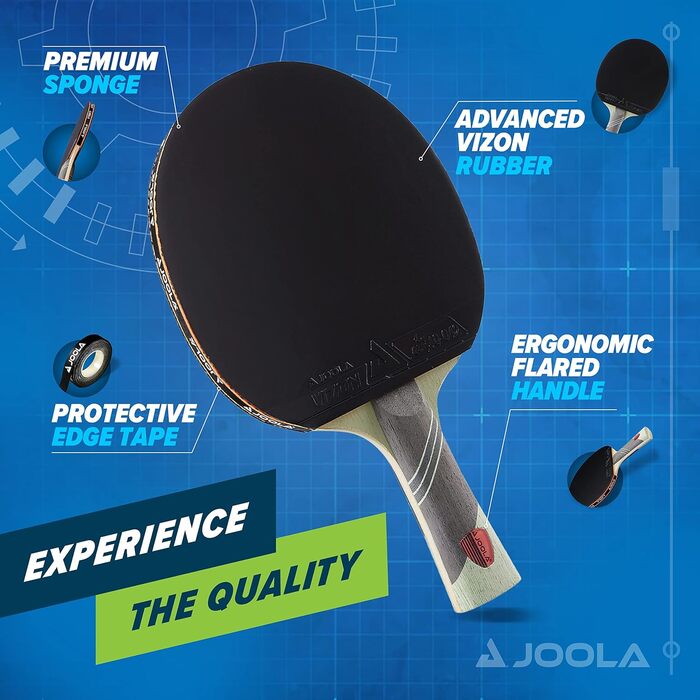JOOLA Omega Speed – тенісна ракетка для настільного тенісу турнірного рівня, для тренувань, з розширеною ручкою, гумою Vizon, для швидкості, для просунутих гравців