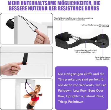 Набір еластичних стрічок для фітнесу з 4 рівнями опору, Resistance Bands Set з ручками, фіксатором для дверей, чохлом, сумкою та інструкцією. Ідеально для фітнесу, розтяжки та йоги.