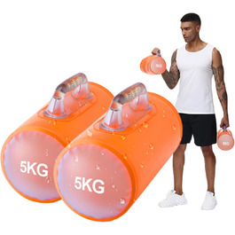 Гідравлічні гантелі Deiris, набір для заповнення водою, вага до 14 кг/пара, для силових тренувань та фітнесу, помаранчевий колір, пара 10 кг