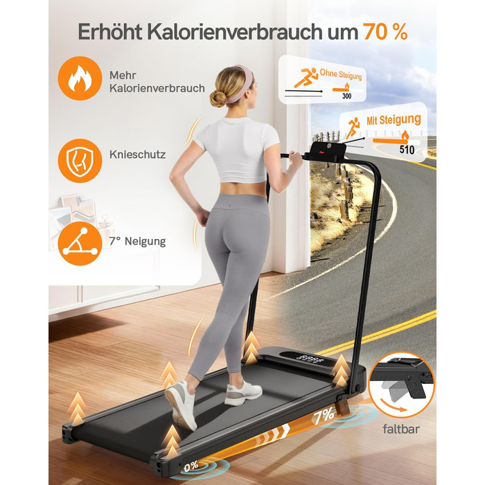 Біговий доріжка HomeFitnessCode з нахилом - Walkpad для дому. Компактний, електричний, 1-8 км/год. Чорний