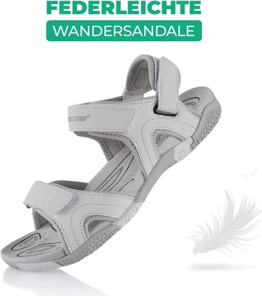 Трекінгові сандалі Fusskleidung® унісекс, біло-сірі, 45 EU, з міцною підошвою для походів та літа